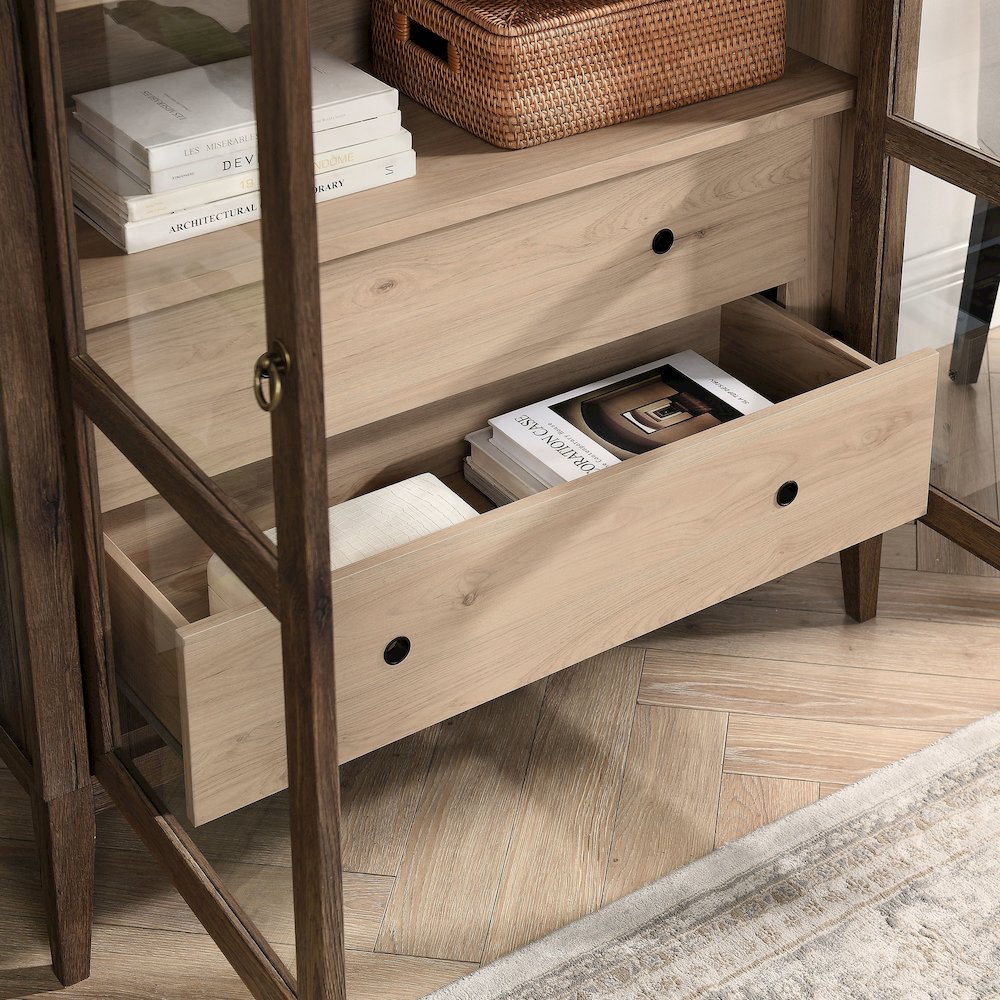 Nolan 74" Tall Wide Arched Storage Display Cabinet