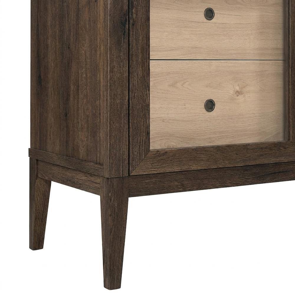 Wooden Arched Display Cabinet, Tall Curio with Storage, Walnut Light Oak