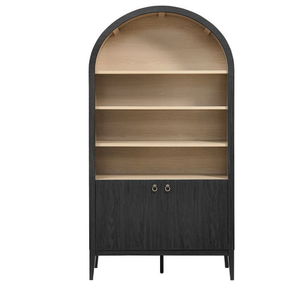 Nolan 74" Tall Wide Arched Storage Display Cabinet Bookshelf