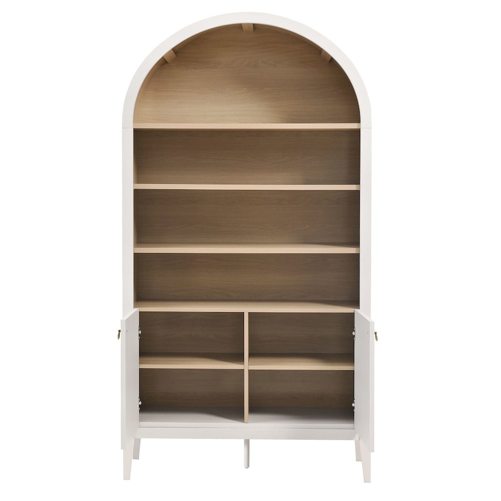 Nolan 74" Tall Wide Arched Storage Display Cabinet Bookshelf