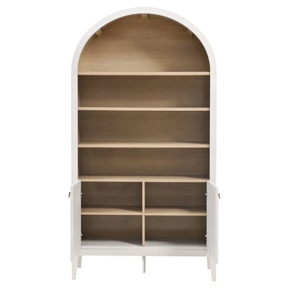 Nolan 74" Tall Wide Arched Storage Display Cabinet Bookshelf