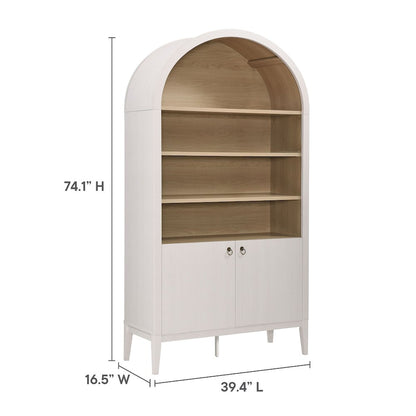 Nolan 74" Tall Wide Arched Storage Display Cabinet Bookshelf