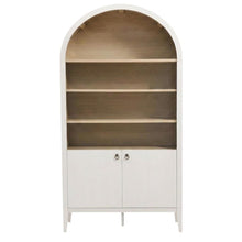 Wooden Tall Arched Bookcase Display Cabinet with Storage, Ivory Oak