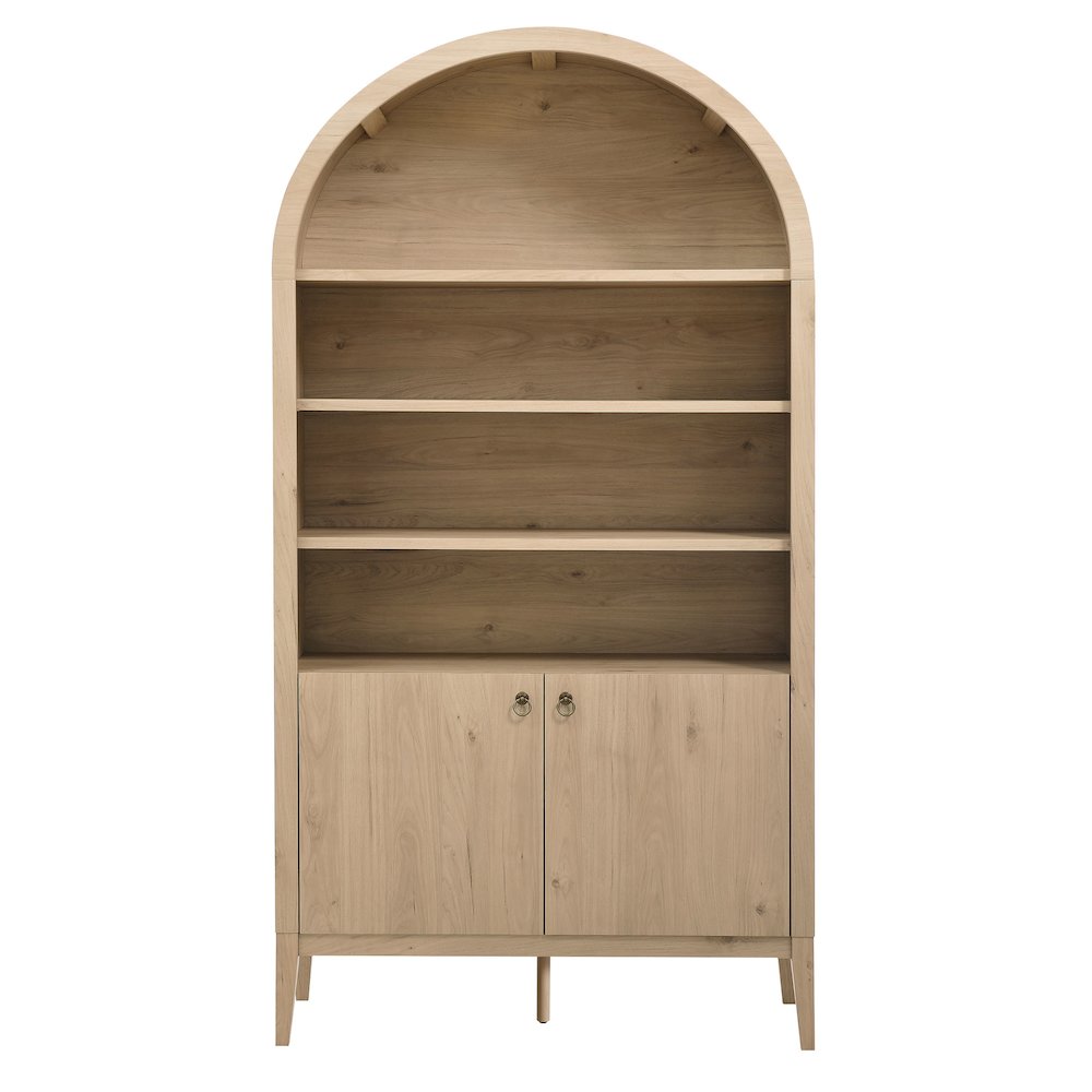 Nolan 74" Tall Wide Arched Storage Display Cabinet Bookshelf