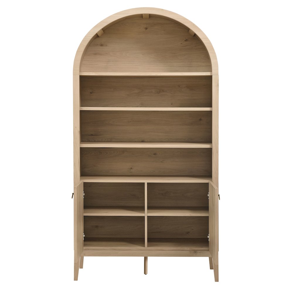 Nolan 74" Tall Wide Arched Storage Display Cabinet Bookshelf