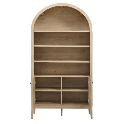 Nolan 74" Tall Wide Arched Storage Display Cabinet Bookshelf