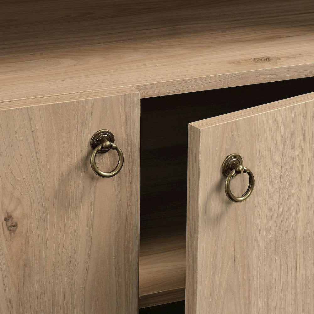 Nolan 74" Tall Wide Arched Storage Display Cabinet Bookshelf