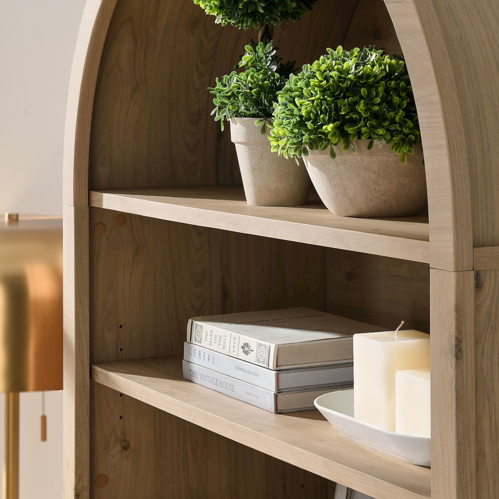 Nolan 74" Tall Wide Arched Storage Display Cabinet Bookshelf