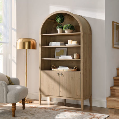 Nolan 74" Tall Wide Arched Storage Display Cabinet Bookshelf