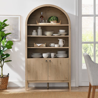 Nolan 74" Tall Wide Arched Storage Display Cabinet Bookshelf
