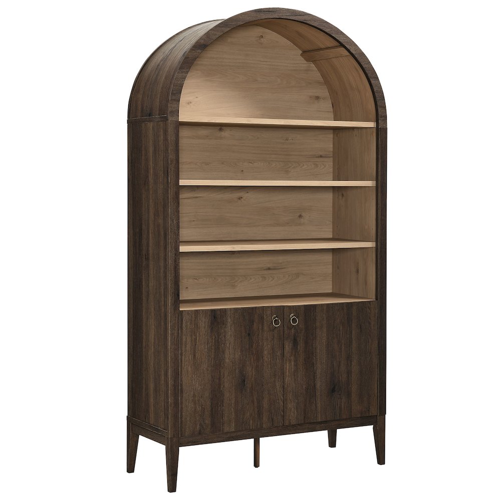 Nolan 74" Tall Wide Arched Storage Display Cabinet Bookshelf