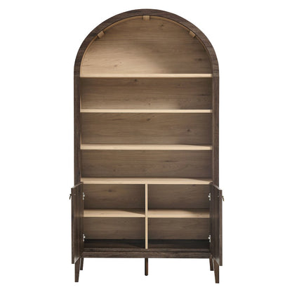 Nolan 74" Tall Wide Arched Storage Display Cabinet Bookshelf