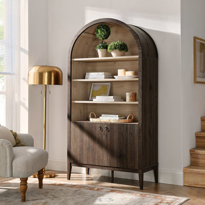 Nolan 74" Tall Wide Arched Storage Display Cabinet Bookshelf