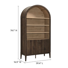 Nolan 74" Tall Wide Arched Storage Display Cabinet Bookshelf