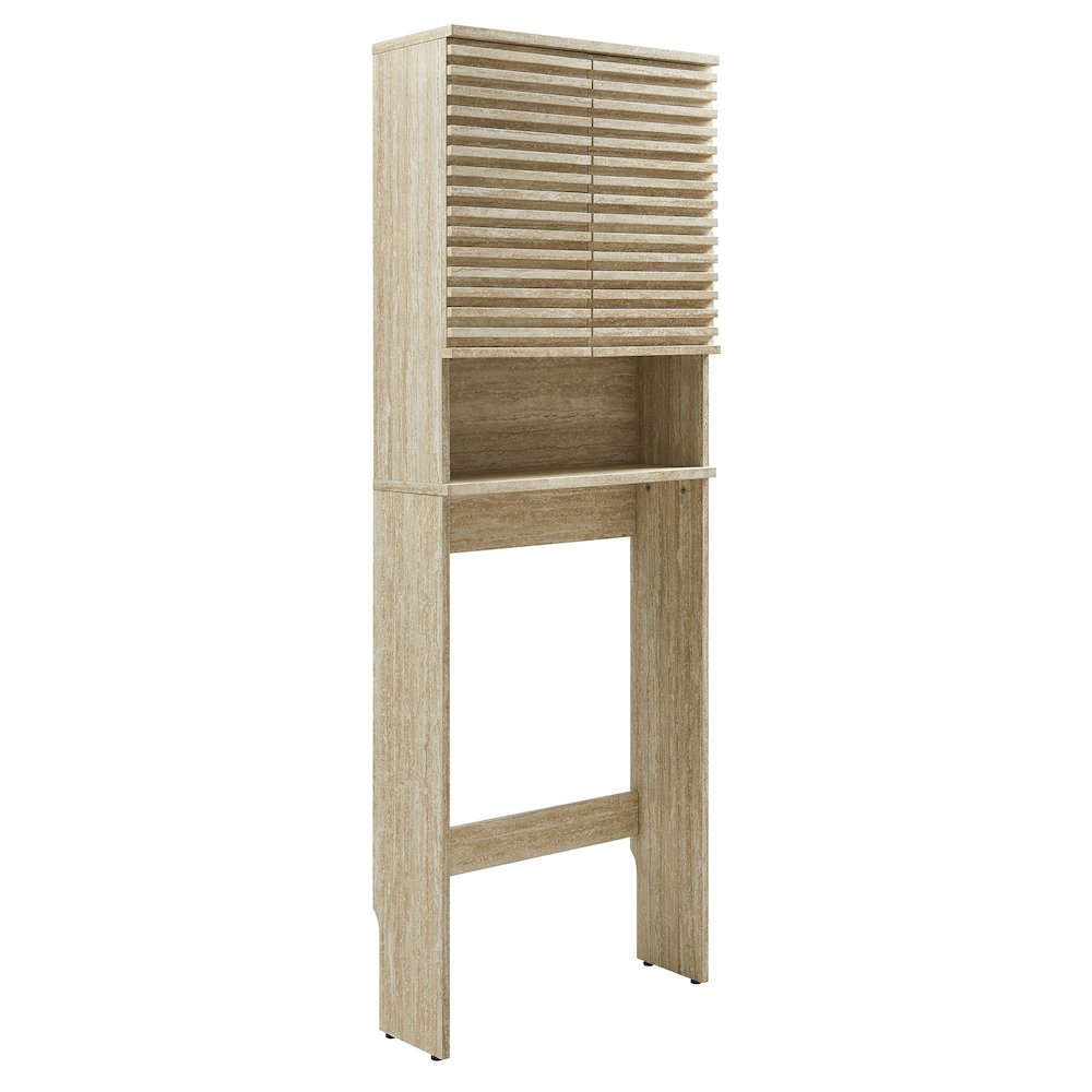 Render Over the Toilet Faux Travertine Bathroom Storage Cabinet