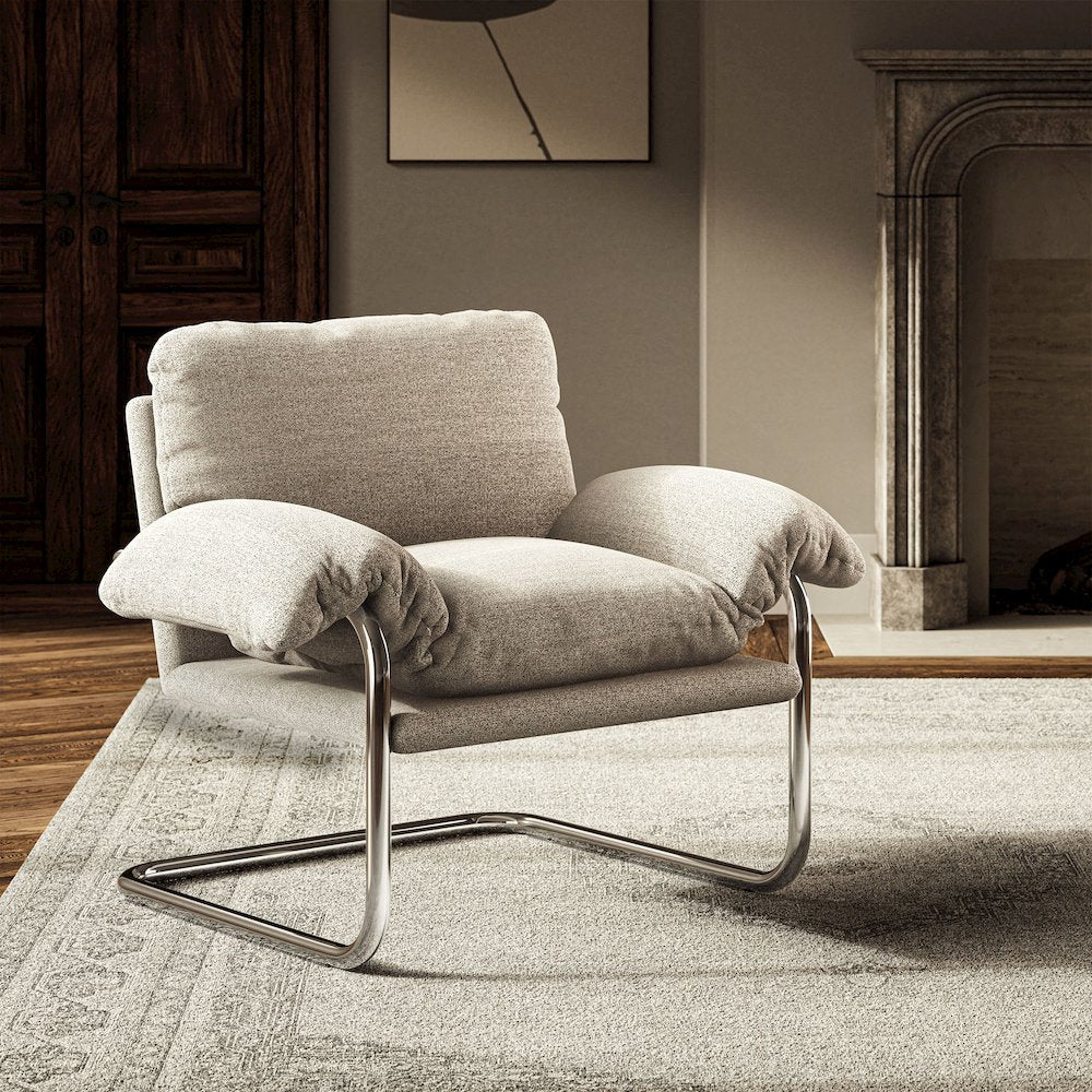 Ansel Boucle Fabric Accent Chair
