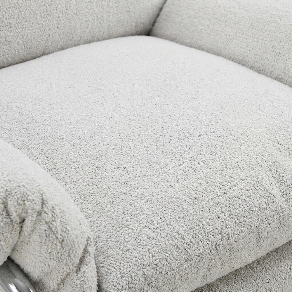 Boucle Fabric Accent Chair for Living Room, Bedroom, or Reading Nook, Newsprint