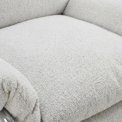 Boucle Fabric Accent Chair for Living Room, Bedroom, or Reading Nook, Newsprint
