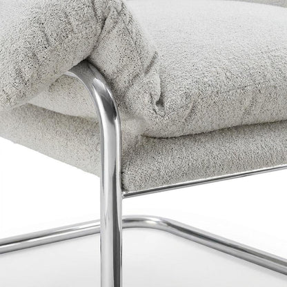Boucle Fabric Accent Chair for Living Room, Bedroom, or Reading Nook, Newsprint