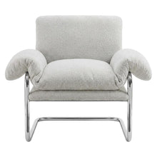 Boucle Fabric Accent Chair for Living Room, Bedroom, or Reading Nook, Newsprint