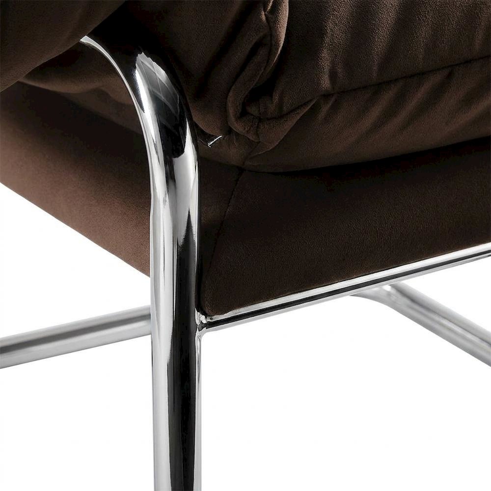 Performance Velvet Upholstered Accent Chair with Wide Arms, Chocolate Brown