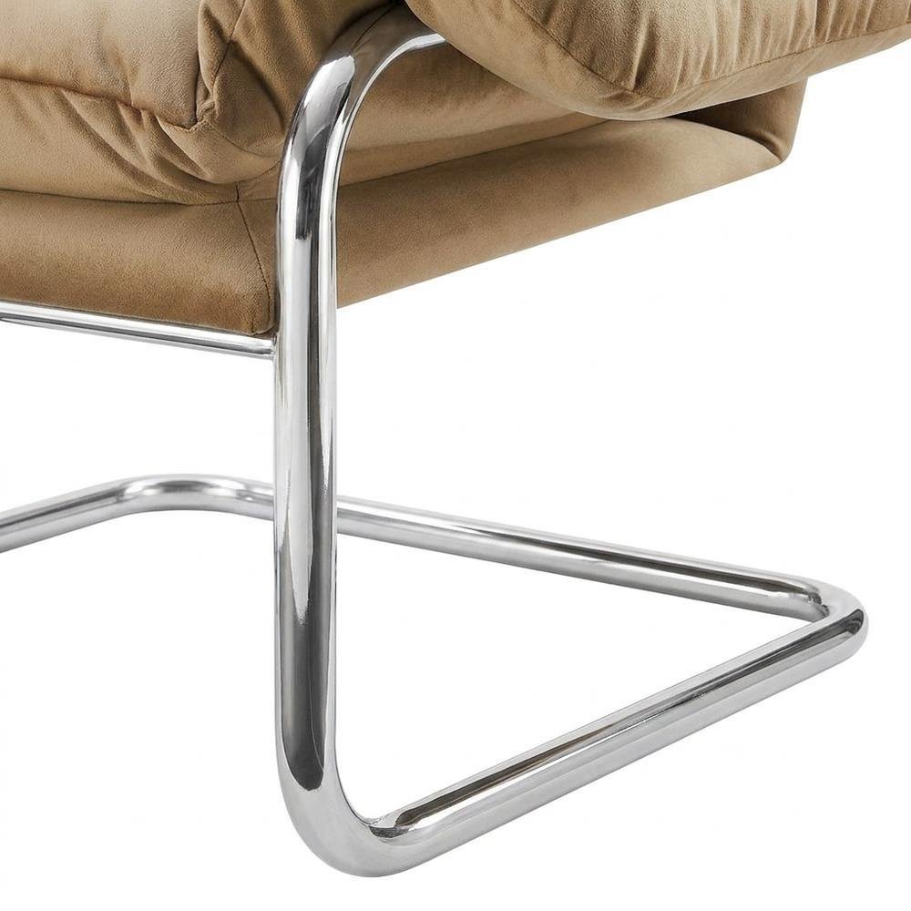 Performance Velvet Upholstered Accent Chair with Wide Arms, Taupe
