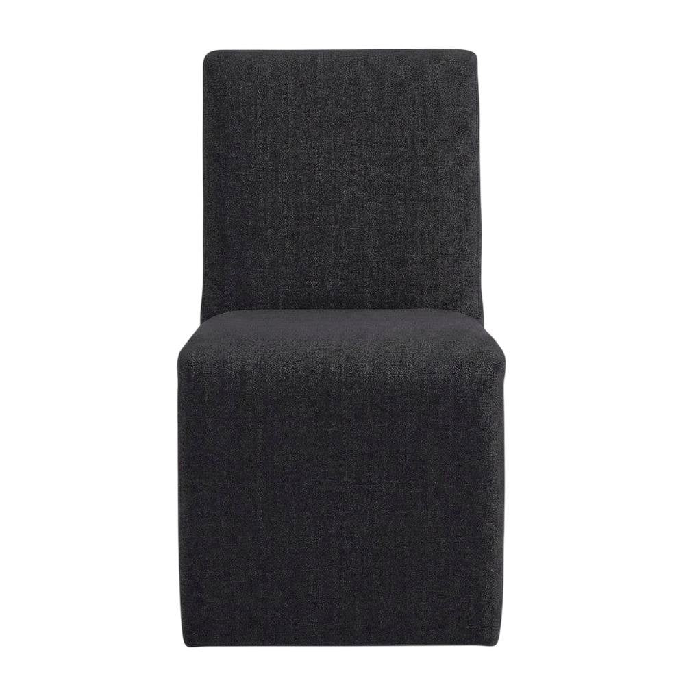 Wooden Upholstered Dining Side Chair with Cushioned Seat for Dining Room, Ebony
