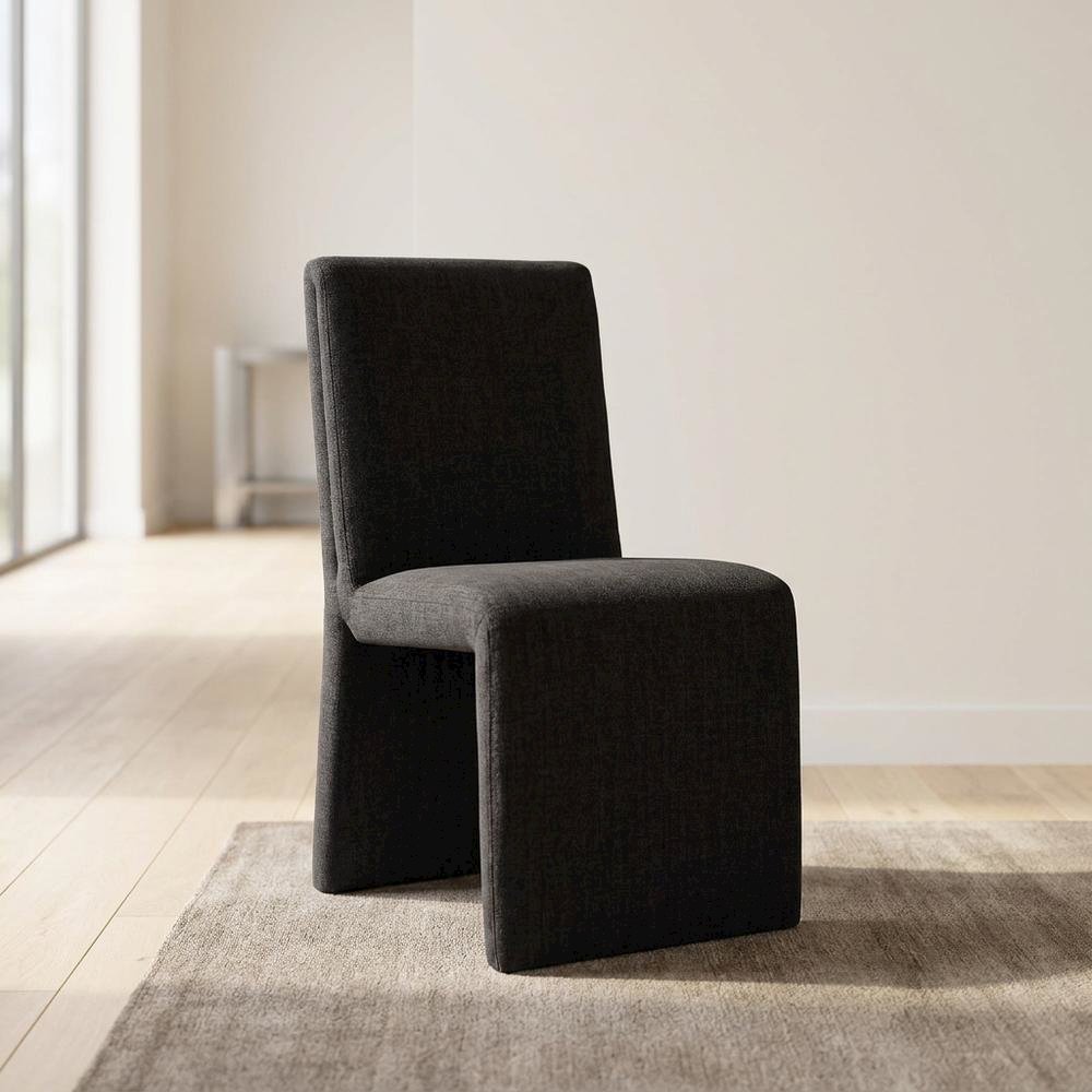 Wooden Upholstered Dining Side Chair with Cushioned Seat for Dining Room, Ebony