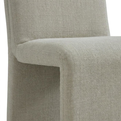 Wooden Upholstered Dining Side Chair with Cushioned Seat for Dining Room, Linen