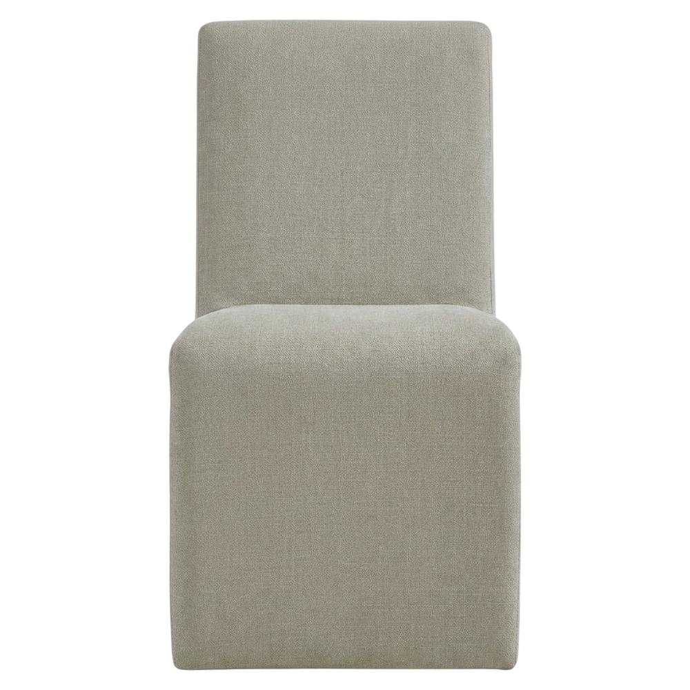 Wooden Upholstered Dining Side Chair with Cushioned Seat for Dining Room, Linen