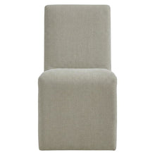 Wooden Upholstered Dining Side Chair with Cushioned Seat for Dining Room, Linen