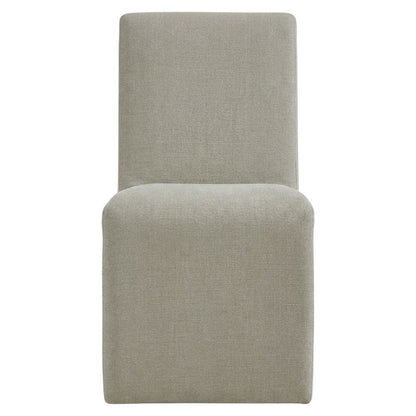 Wooden Upholstered Dining Side Chair with Cushioned Seat for Dining Room, Linen