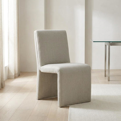 Wooden Upholstered Dining Side Chair with Cushioned Seat for Dining Room, Linen