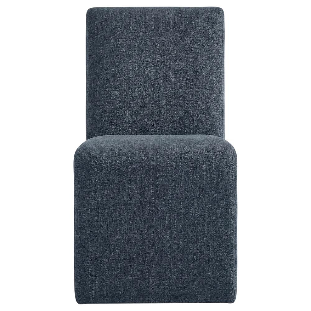Wooden Upholstered Dining Side Chair with Cushioned Seat, Slate Blue