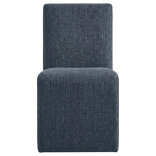 Wooden Upholstered Dining Side Chair with Cushioned Seat, Slate Blue