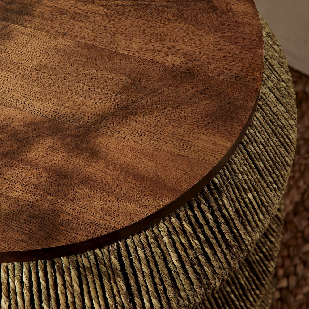 Maris Seagrass and Wood End Table