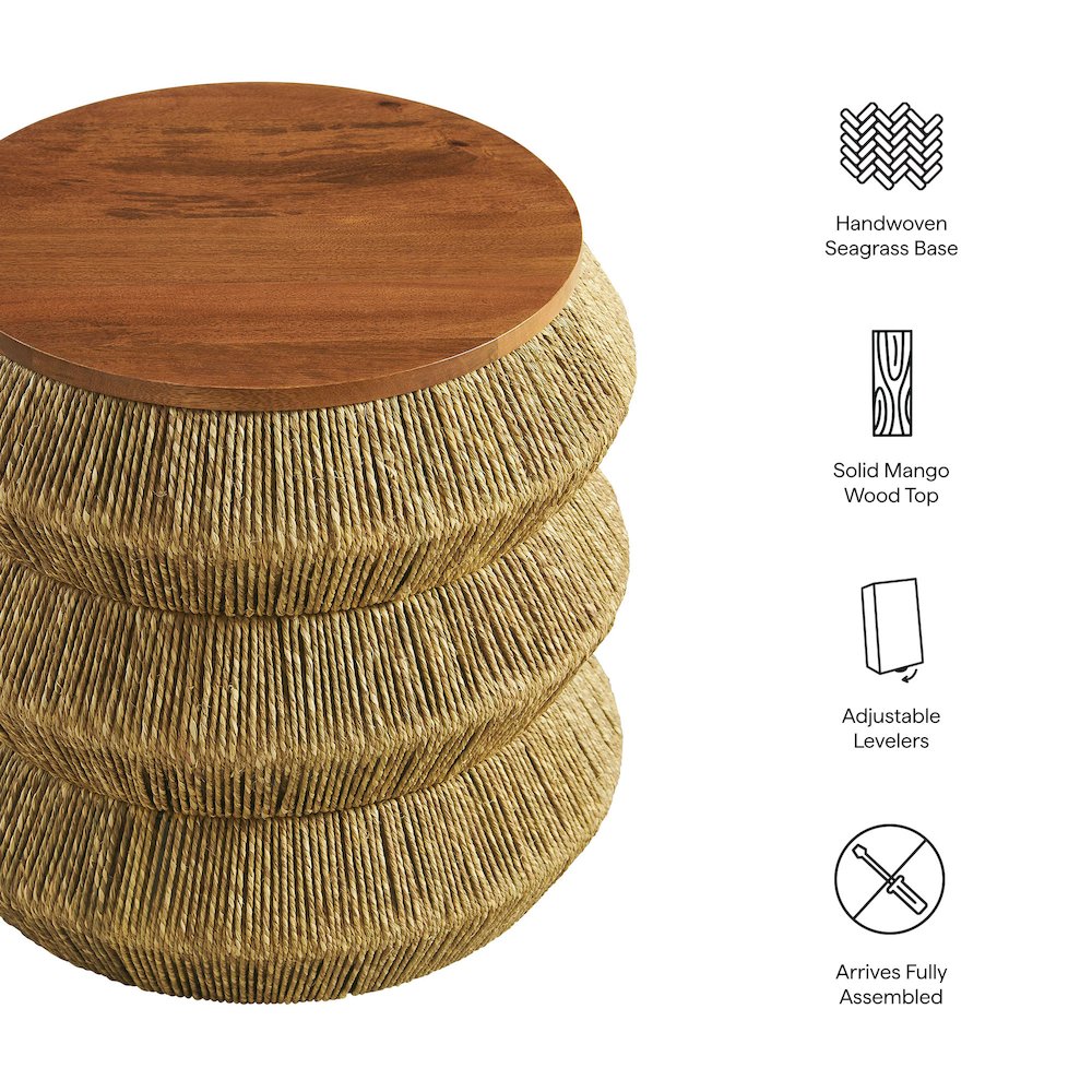 Maris Seagrass and Wood End Table