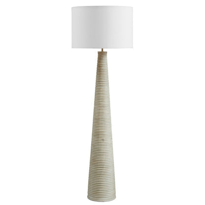 Saylor Carved Ribbed Wood Floor Lamp With Drum Shade