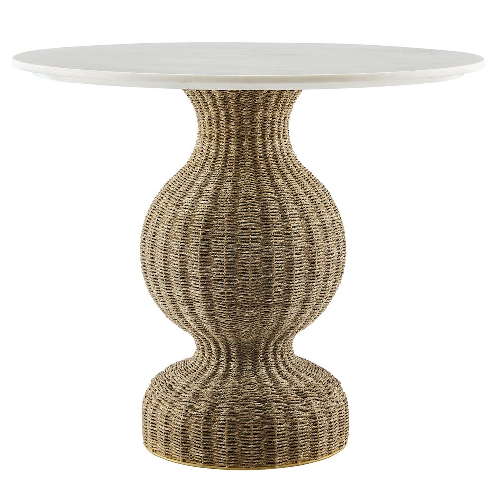 Zale 36" Marble and Seagrass Dining Table