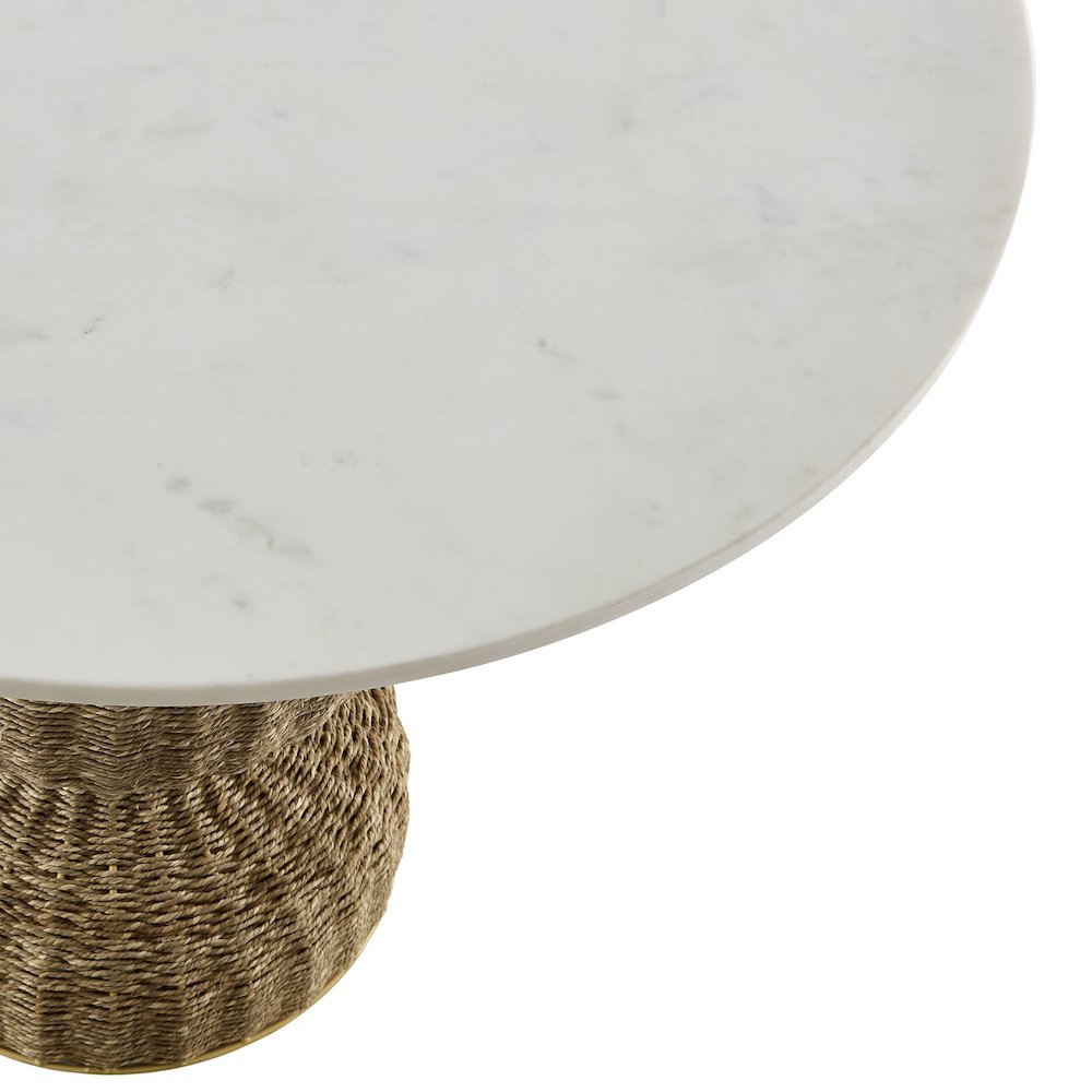 Zale 36" Marble and Seagrass Dining Table