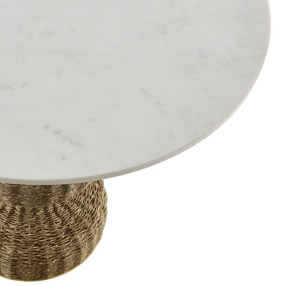 Zale 36" Marble and Seagrass Dining Table