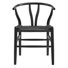 Wood Dining Chair with Slatted Backrest for Kitchen and Dining Room, Black Black