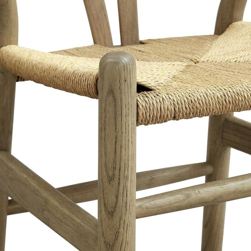 Wood Dining Chair with Slatted Backrest for Kitchen and Dining Room, Gray