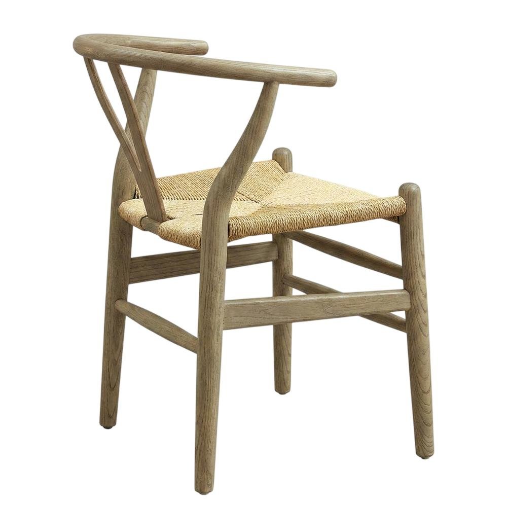Wood Dining Chair with Slatted Backrest for Kitchen and Dining Room, Gray