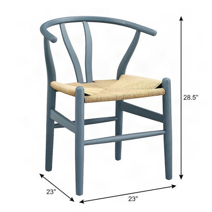 Armless Wood Dining Side Chair with Slatted Back for Kitchen, Harbor Blue