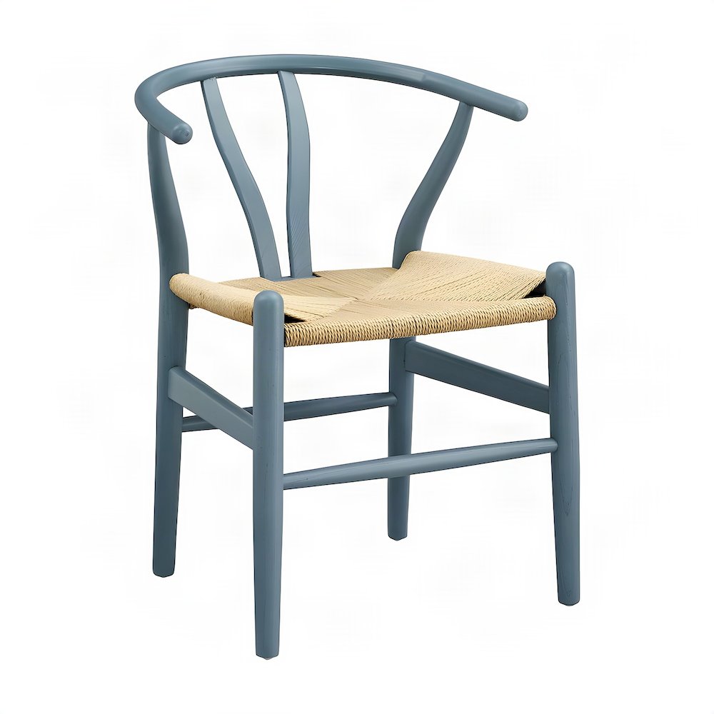 Armless Wood Dining Side Chair with Slatted Back for Kitchen, Harbor Blue