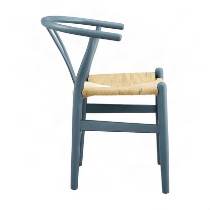 Armless Wood Dining Side Chair with Slatted Back for Kitchen, Harbor Blue
