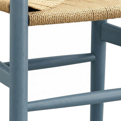 Armless Wood Dining Side Chair with Slatted Back for Kitchen, Harbor Blue