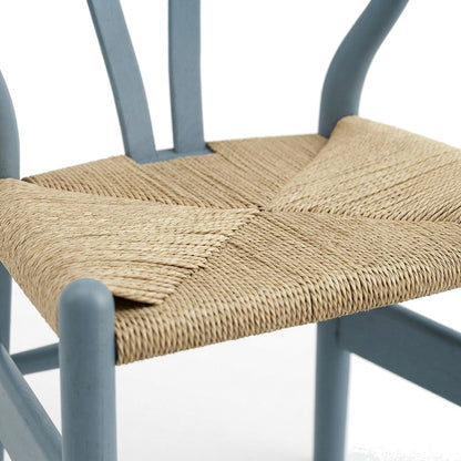Armless Wood Dining Side Chair with Slatted Back for Kitchen, Harbor Blue
