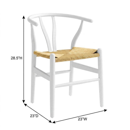 Wood Dining Chair with Slatted Backrest for Kitchen and Dining Room, White